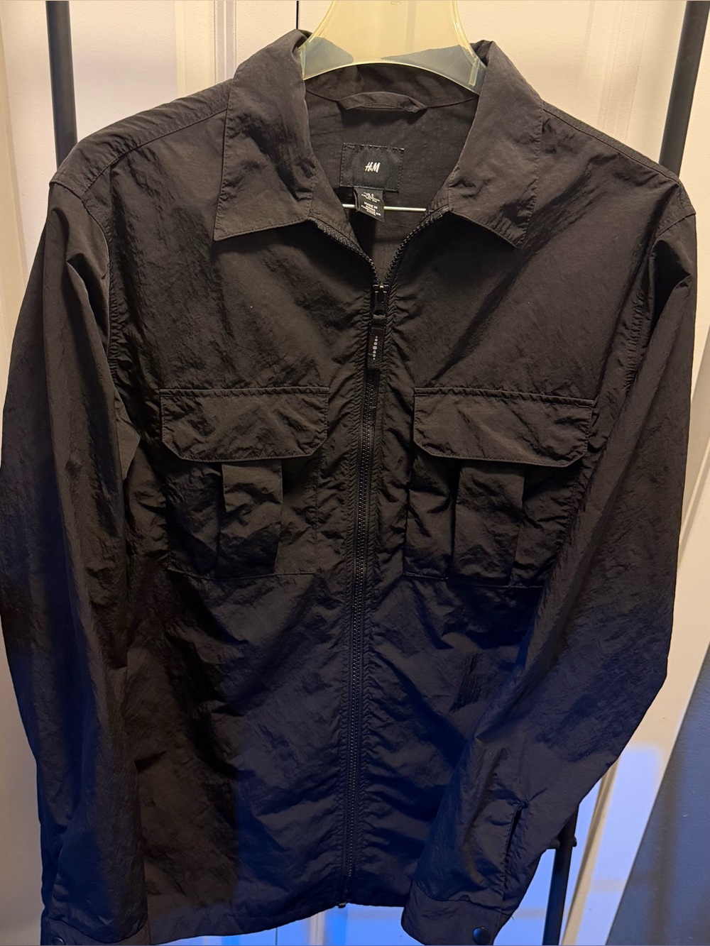 H&M Men's Black Zip-Up Utility Jacket